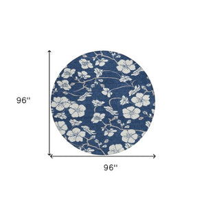 Homeroots 3' Stylish Floral Artichoke Green And Ivory Washable Area Rug For Indoor And Outdoor Spaces 8' Round Polyester 599900