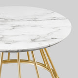 30" Modern Coffee Table with Metal Caged Base Faux White Marble, Gold VIVL1KWM Walker Edison