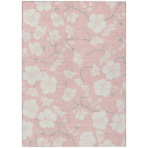 HomeRoots 5' Elegant Floral Area Rug in Pink, Ivory & Gray – Durable, Washable for Indoor & Outdoor Use 10' X 14' 599909