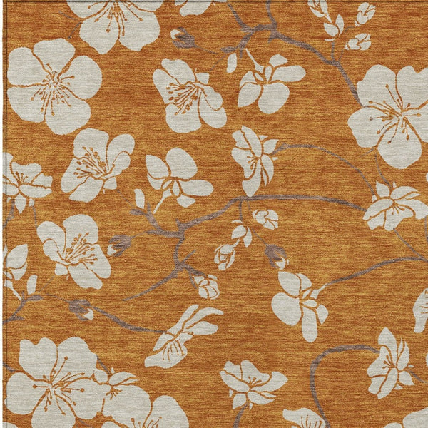 Homeroots 3' Stylish Floral Artichoke Green And Ivory Washable Area Rug For Indoor And Outdoor Spaces 9' X 12' Polyester 599914