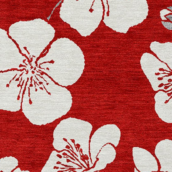 Homeroots 3' Stylish Floral Artichoke Green And Ivory Washable Area Rug For Indoor And Outdoor Spaces 5' X 8' Polyester 599917