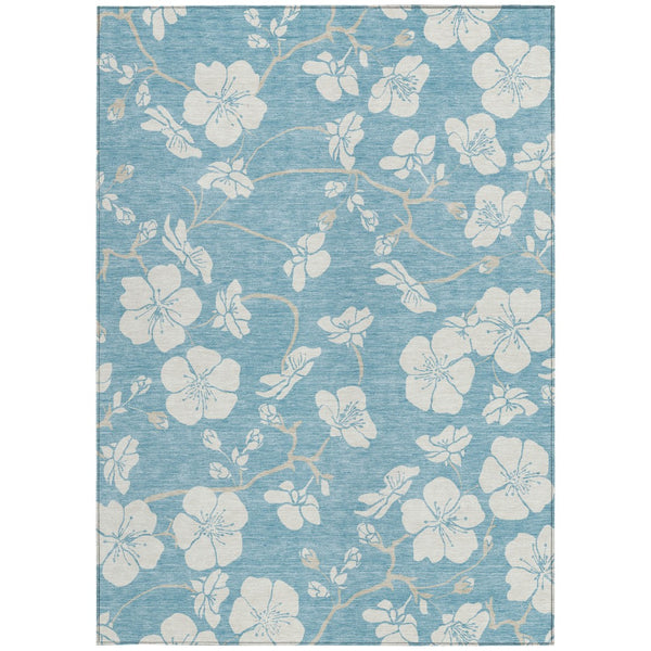 Homeroots 3' Stylish Floral Artichoke Green And Ivory Washable Area Rug For Indoor And Outdoor Spaces 3' X 5' Polyester 599922