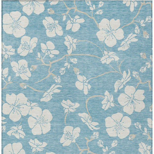 Homeroots 3' Stylish Floral Artichoke Green And Ivory Washable Area Rug For Indoor And Outdoor Spaces 8' X 10' Polyester 599925