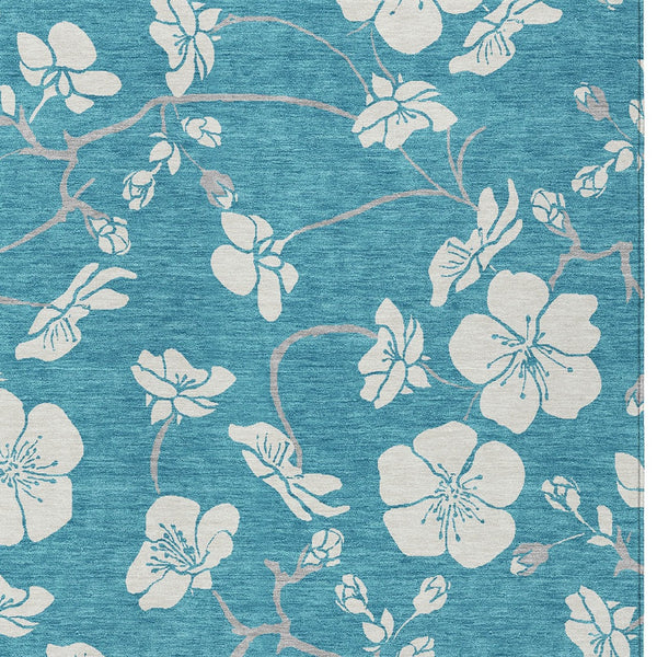 Homeroots 3' Stylish Floral Artichoke Green And Ivory Washable Area Rug For Indoor And Outdoor Spaces 3' X 5' Polyester 599928