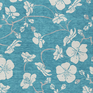 Homeroots 3' Stylish Floral Artichoke Green And Ivory Washable Area Rug For Indoor And Outdoor Spaces 8' X 10' Polyester 599931