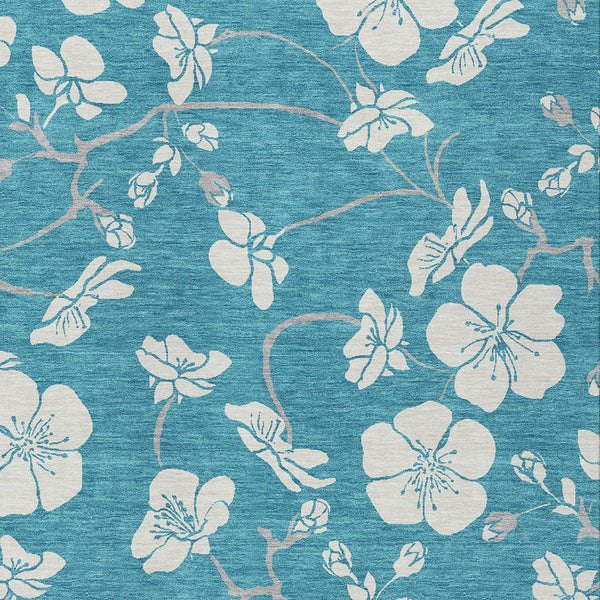 Homeroots 3' Stylish Floral Artichoke Green And Ivory Washable Area Rug For Indoor And Outdoor Spaces 8' X 10' Polyester 599931