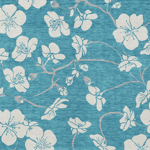 Homeroots 3' Stylish Floral Artichoke Green And Ivory Washable Area Rug For Indoor And Outdoor Spaces 9' X 12' Polyester 599932