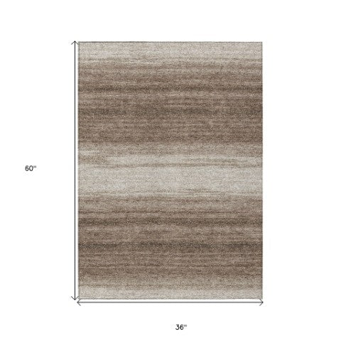 Homeroots 3' Brown And Beige Abstract Washable Area Rug For Indoor And Outdoor Use – Durable And Stylish 3' X 5' Polyester 599934
