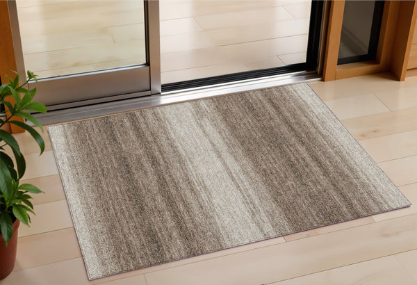 Homeroots 3' Brown And Beige Abstract Washable Area Rug For Indoor And Outdoor Use – Durable And Stylish 3' X 5' Polyester 599934