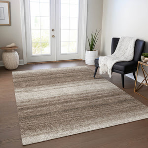 Homeroots 3' Brown And Beige Abstract Washable Area Rug For Indoor And Outdoor Use – Durable And Stylish 5' X 8' Polyester 599935
