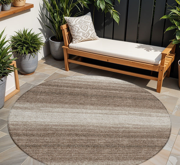 Homeroots 3' Brown And Beige Abstract Washable Area Rug For Indoor And Outdoor Use – Durable And Stylish 8' Round Polyester 599936