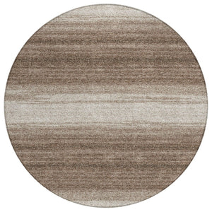 HomeRoots 5' Brown and Beige Abstract Area Rug - Modern, Washable, Durable Design for Indoor and Outdoor Use 8' Round 599936