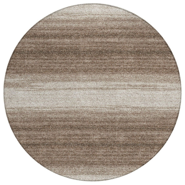 HomeRoots 5' Brown and Beige Abstract Area Rug - Modern, Washable, Durable Design for Indoor and Outdoor Use 8' Round 599936