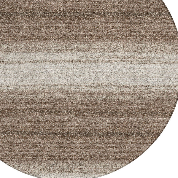 Homeroots 3' Brown And Beige Abstract Washable Area Rug For Indoor And Outdoor Use – Durable And Stylish 8' Round Polyester 599936