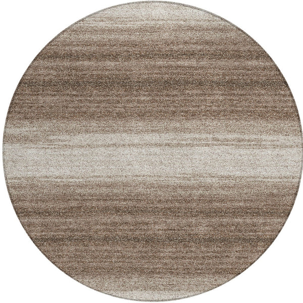 Homeroots 3' Brown And Beige Abstract Washable Area Rug For Indoor And Outdoor Use – Durable And Stylish 8' Round Polyester 599936