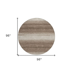 Homeroots 3' Brown And Beige Abstract Washable Area Rug For Indoor And Outdoor Use – Durable And Stylish 8' Round Polyester 599936