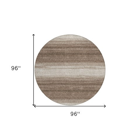 Homeroots 3' Brown And Beige Abstract Washable Area Rug For Indoor And Outdoor Use – Durable And Stylish 8' Round Polyester 599936