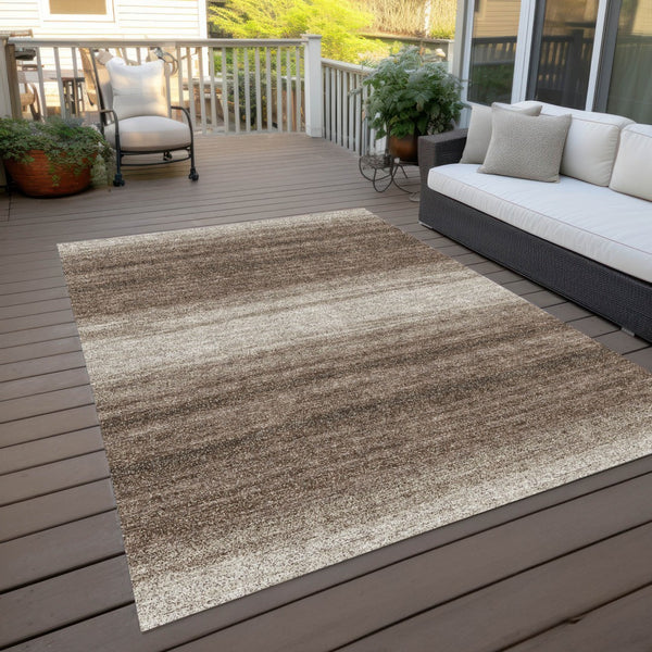 Homeroots 3' Brown And Beige Abstract Washable Area Rug For Indoor And Outdoor Use – Durable And Stylish 8' X 10' Polyester 599937