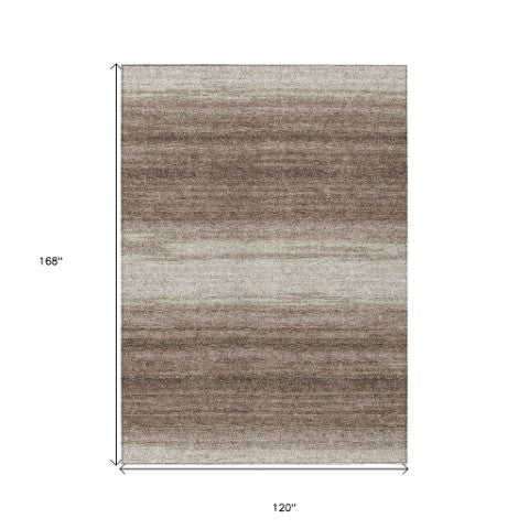Homeroots 3' Brown And Beige Abstract Washable Area Rug For Indoor And Outdoor Use – Durable And Stylish 10' X 14' Polyester 599939