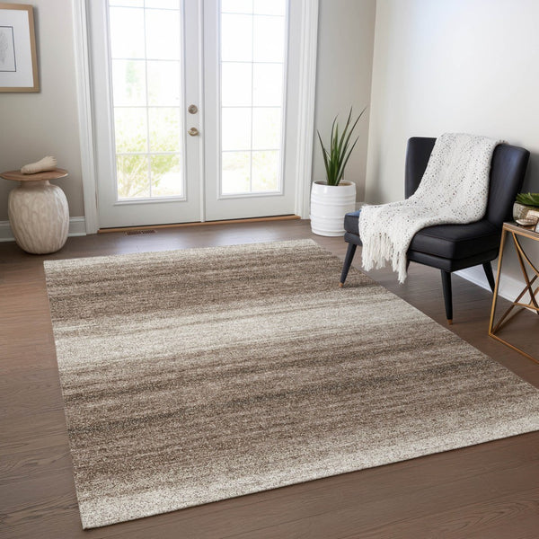 Homeroots 3' Brown And Beige Abstract Washable Area Rug For Indoor And Outdoor Use – Durable And Stylish 10' X 14' Polyester 599939