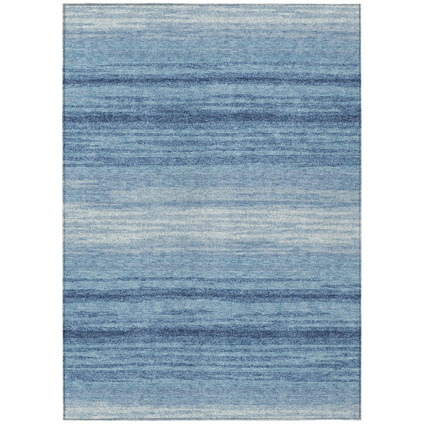HomeRoots 5' Blue and Ivory Abstract Area Rug - Stylish, Washable, Durable for Indoor and Outdoor Spaces 10' X 14' 599945