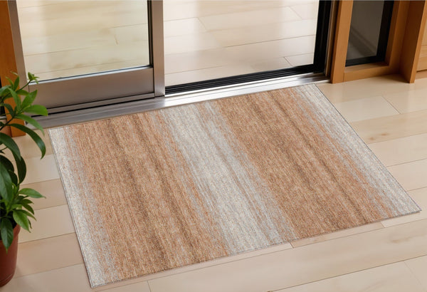 Homeroots 3' Brown And Beige Abstract Washable Area Rug For Indoor And Outdoor Use – Durable And Stylish 3' X 5' Polyester 599946
