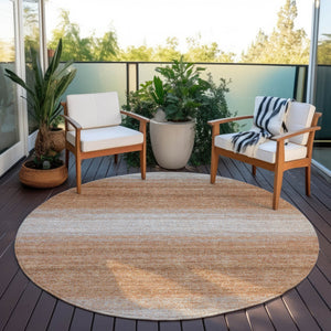 Homeroots 3' Brown And Beige Abstract Washable Area Rug For Indoor And Outdoor Use – Durable And Stylish 8' Round Polyester 599948