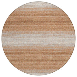 HomeRoots 5' Copper and Beige Abstract Area Rug - Stylish, Washable, Indoor-Outdoor Durability for Any Space 8' Round 599948