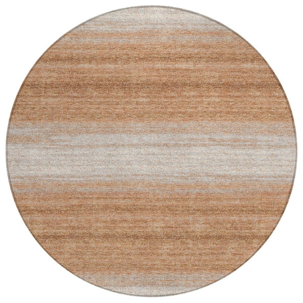 HomeRoots 5' Copper and Beige Abstract Area Rug - Stylish, Washable, Indoor-Outdoor Durability for Any Space 8' Round 599948