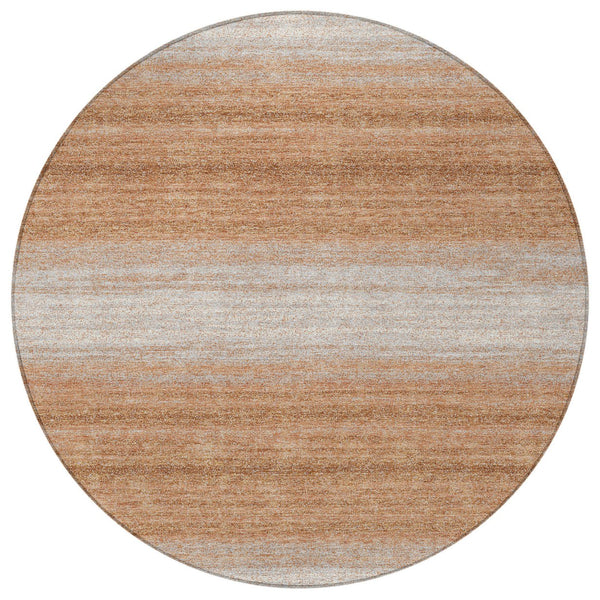 Homeroots 3' Brown And Beige Abstract Washable Area Rug For Indoor And Outdoor Use – Durable And Stylish 8' Round Polyester 599948
