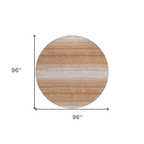 Homeroots 3' Brown And Beige Abstract Washable Area Rug For Indoor And Outdoor Use – Durable And Stylish 8' Round Polyester 599948
