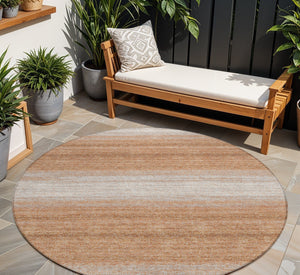 Homeroots 3' Brown And Beige Abstract Washable Area Rug For Indoor And Outdoor Use – Durable And Stylish 8' Round Polyester 599948