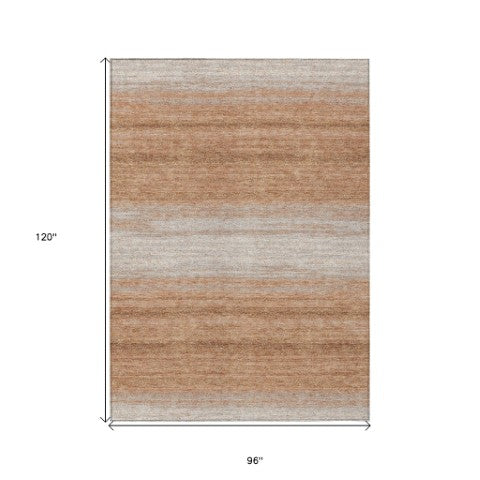 Homeroots 3' Brown And Beige Abstract Washable Area Rug For Indoor And Outdoor Use – Durable And Stylish 8' X 10' Polyester 599949