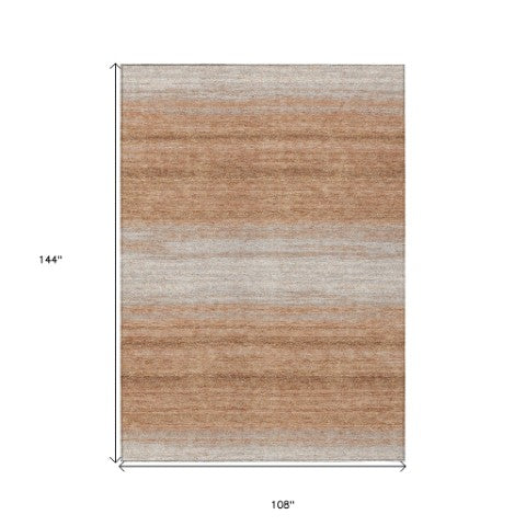Homeroots 3' Brown And Beige Abstract Washable Area Rug For Indoor And Outdoor Use – Durable And Stylish 9' X 12' Polyester 599950