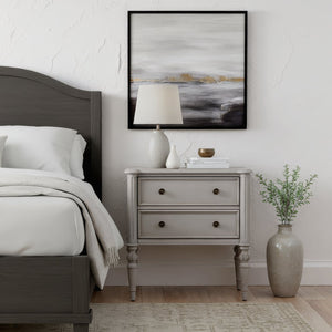 Butler Specialty Butler Ginny 25 in. Rectangular 2-Drawer Accent Chest with Turned Legs, Neutral Finish, Compact Storage Grey 5999512