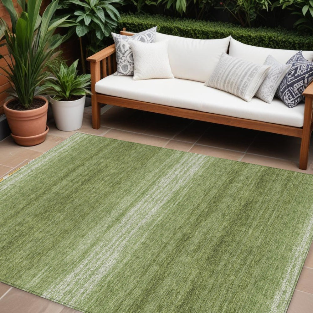 HomeRoots 5' Green and Ivory Abstract Area Rug – Durable, Washable Design for Indoor and Outdoor Spaces 8' X 10' 599955
