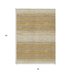 Homeroots 3' Brown And Beige Abstract Washable Area Rug For Indoor And Outdoor Use – Durable And Stylish 3' X 5' Polyester 599958