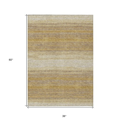 Homeroots 3' Brown And Beige Abstract Washable Area Rug For Indoor And Outdoor Use – Durable And Stylish 3' X 5' Polyester 599958