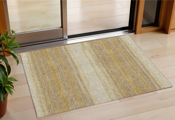 Homeroots 3' Brown And Beige Abstract Washable Area Rug For Indoor And Outdoor Use – Durable And Stylish 3' X 5' Polyester 599958