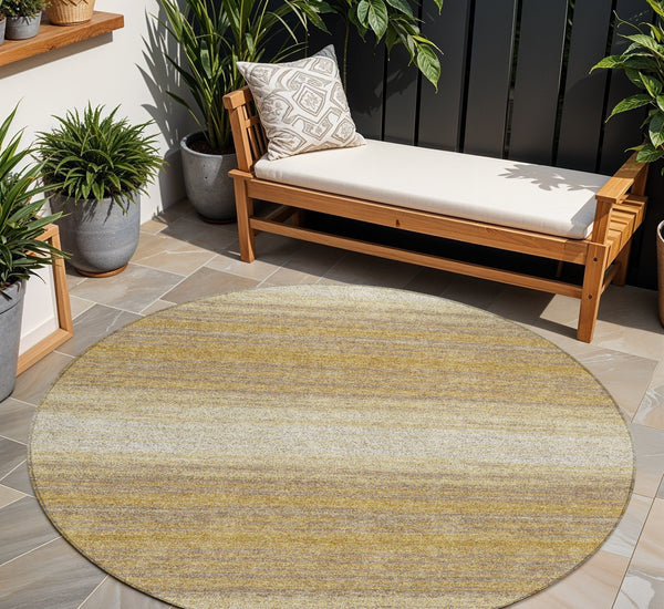 Homeroots 3' Brown And Beige Abstract Washable Area Rug For Indoor And Outdoor Use – Durable And Stylish 8' Round Polyester 599960
