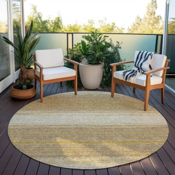 Homeroots 3' Brown And Beige Abstract Washable Area Rug For Indoor And Outdoor Use – Durable And Stylish 8' Round Polyester 599960