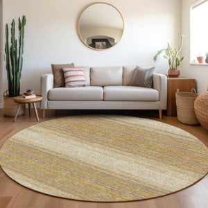 Homeroots 3' Brown And Beige Abstract Washable Area Rug For Indoor And Outdoor Use – Durable And Stylish 8' Round Polyester 599960