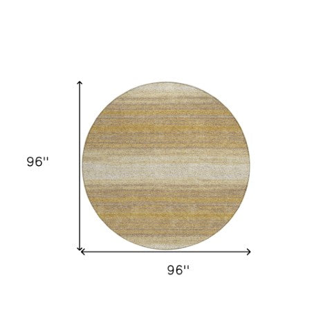 Homeroots 3' Brown And Beige Abstract Washable Area Rug For Indoor And Outdoor Use – Durable And Stylish 8' Round Polyester 599960