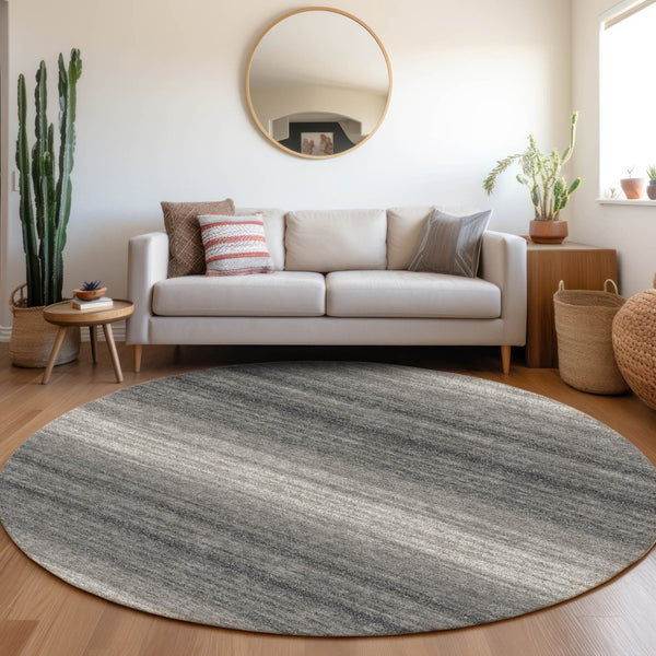 Homeroots 3' Brown And Beige Abstract Washable Area Rug For Indoor And Outdoor Use – Durable And Stylish 8' Round Polyester 599966
