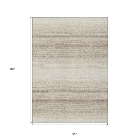 Homeroots 3' Brown And Beige Abstract Washable Area Rug For Indoor And Outdoor Use – Durable And Stylish 3' X 5' Polyester 599970