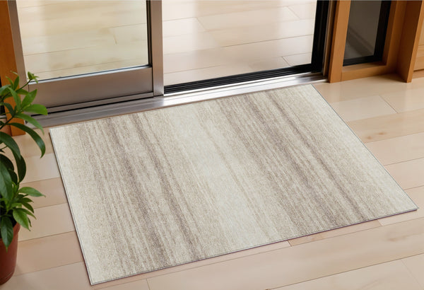 Homeroots 3' Brown And Beige Abstract Washable Area Rug For Indoor And Outdoor Use – Durable And Stylish 3' X 5' Polyester 599970