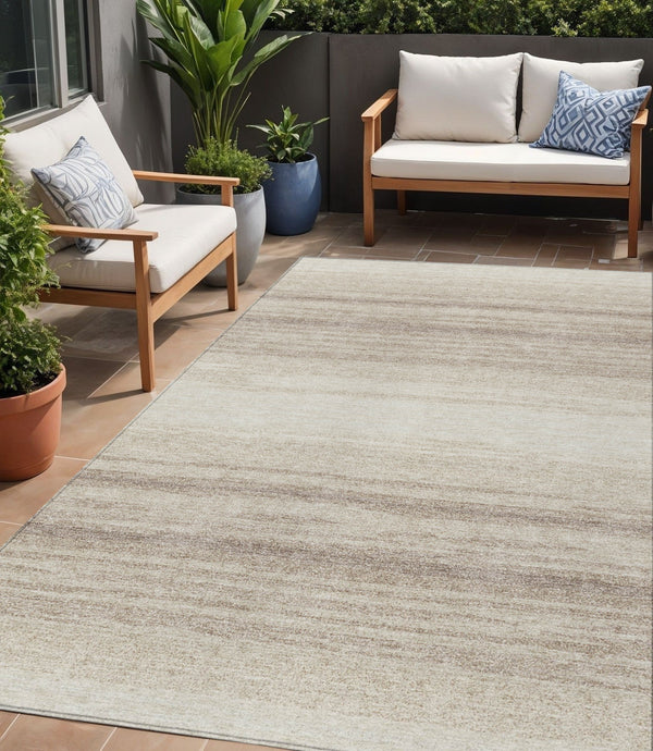 Homeroots 3' Brown And Beige Abstract Washable Area Rug For Indoor And Outdoor Use – Durable And Stylish 5' X 8' Polyester 599971