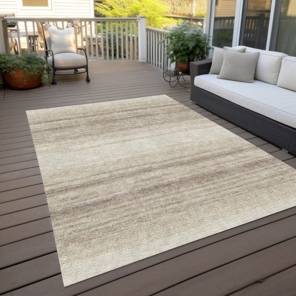 Homeroots 3' Brown And Beige Abstract Washable Area Rug For Indoor And Outdoor Use – Durable And Stylish 5' X 8' Polyester 599971