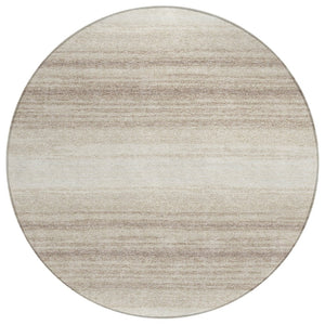 HomeRoots 5' Ivory and Beige Abstract Area Rug - Stylish, Washable, Durable for Indoor/Outdoor High-Traffic Use 8' Round 599972