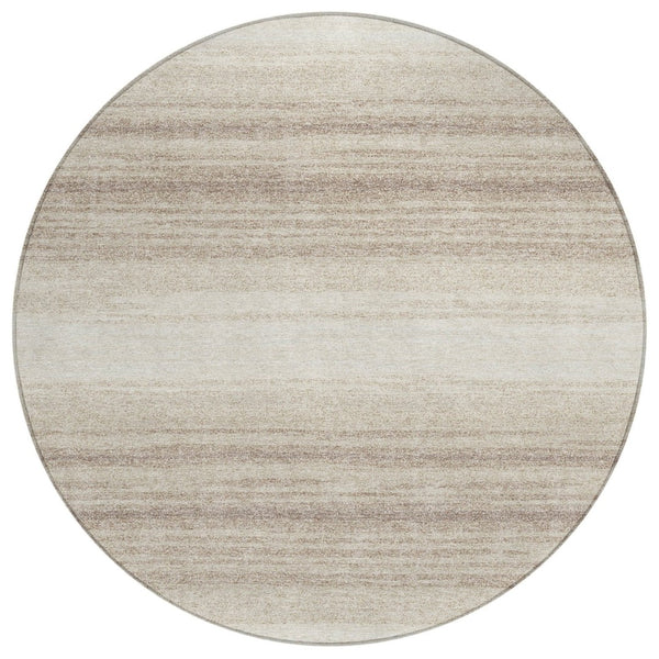 HomeRoots 5' Ivory and Beige Abstract Area Rug - Stylish, Washable, Durable for Indoor/Outdoor High-Traffic Use 8' Round 599972